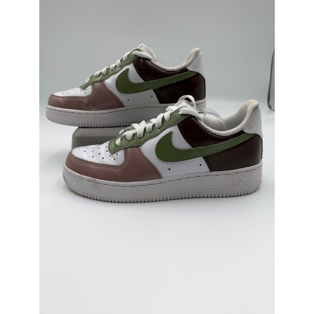 Nike Air Force 1 Low White Brown Olive Green DD8959-100 Womens Size 7